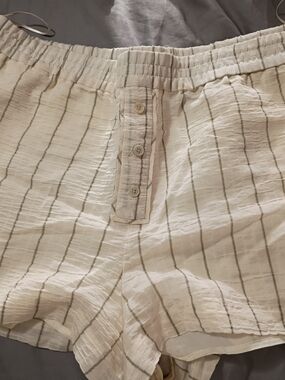Zara From Anthropology Cream Lightweight Lined Shorts